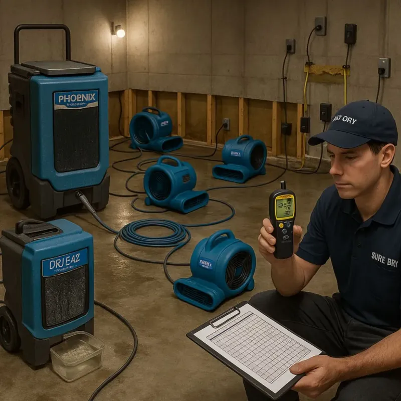 Structural Drying and Dehumidification process in Glenwood, MN